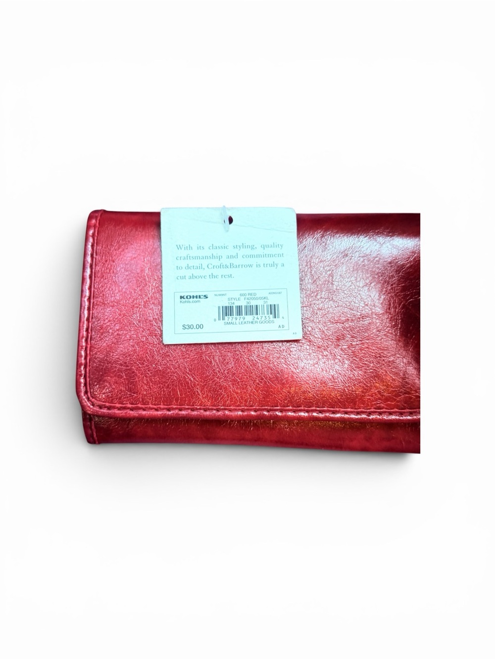 croft & barrow Metallic Red Leather Clutch Wallet